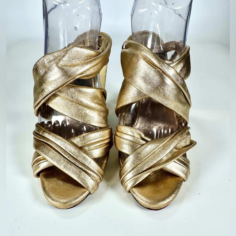Diane Von Furstenberg Gold Strappy Heels Sandals Size: 7 B - Picture 3 of 10